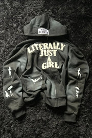 Y2K Hip-Hop 3D Letter Print  Loose Zip Hoodie
