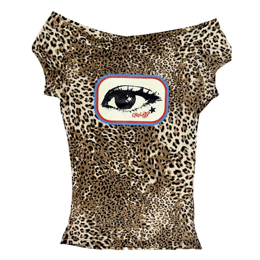 Y2K Leopard Eye Print Bandeau Top