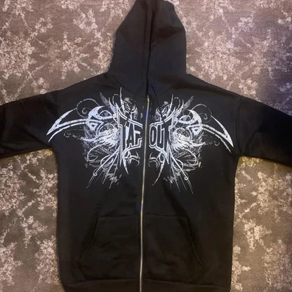 Y2K Mysterious Visual Zipper Hoodie