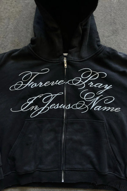 Y2K Street Dark Zip Stylish Hoodie