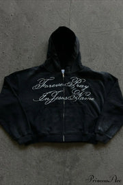 Y2K Street Dark Zip Stylish Hoodie