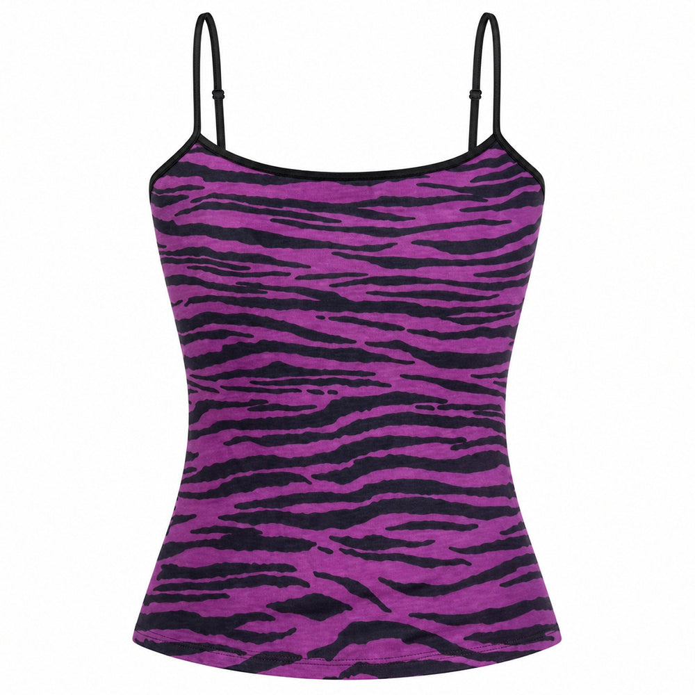 Y2K Era Purple Zebra Print Top