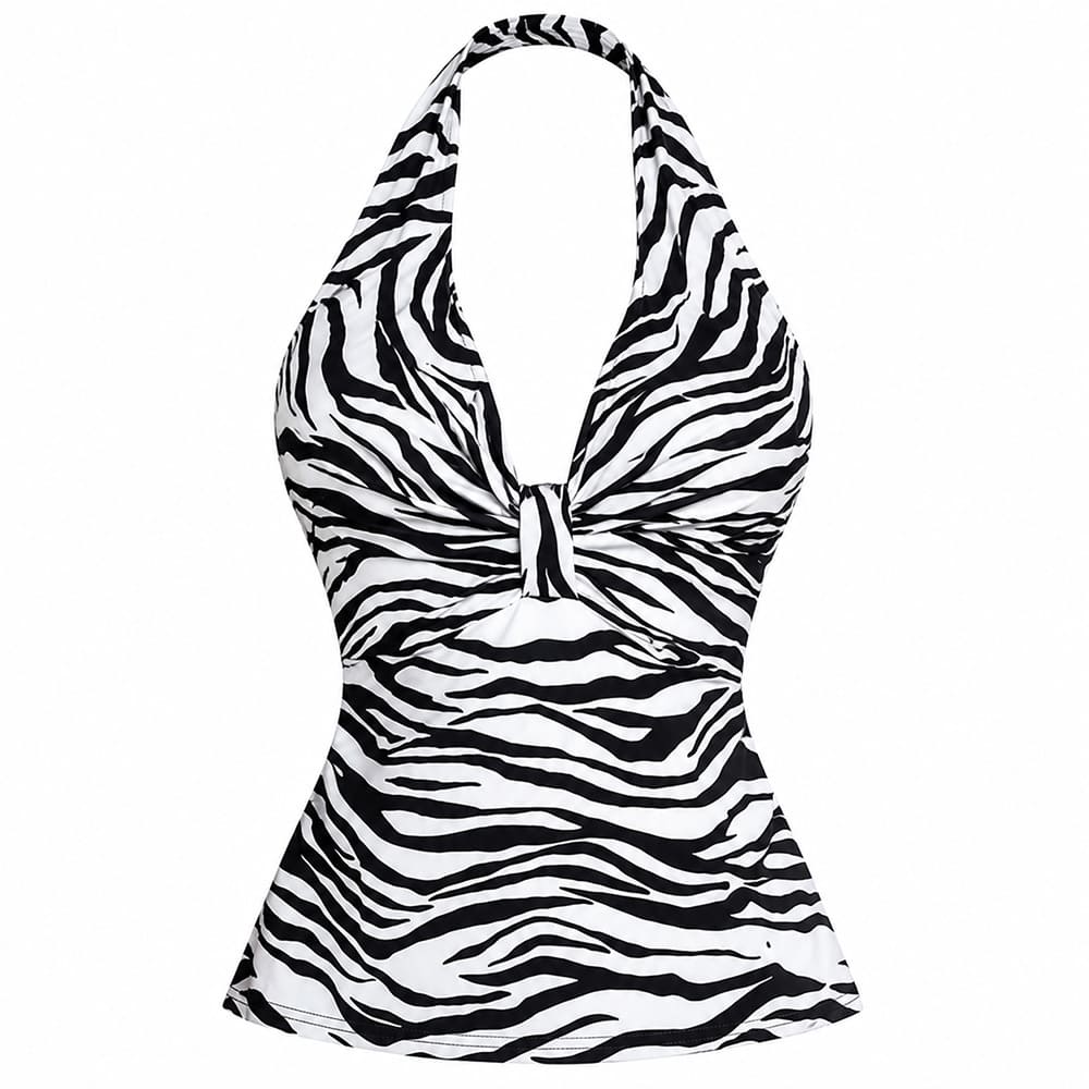 Y2K Era Zebra Print Halter Top