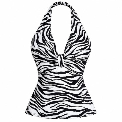 Y2K Era Zebra Print Halter Top