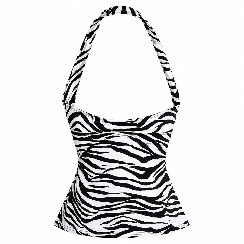 Y2K Era Zebra Print Halter Top