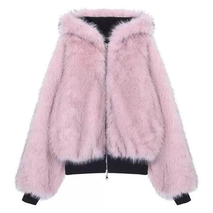 Y2K Fur-Lined Zip-Up Jacket