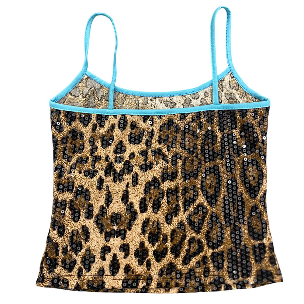 Y2K Leopard Print Sequin Tank Top