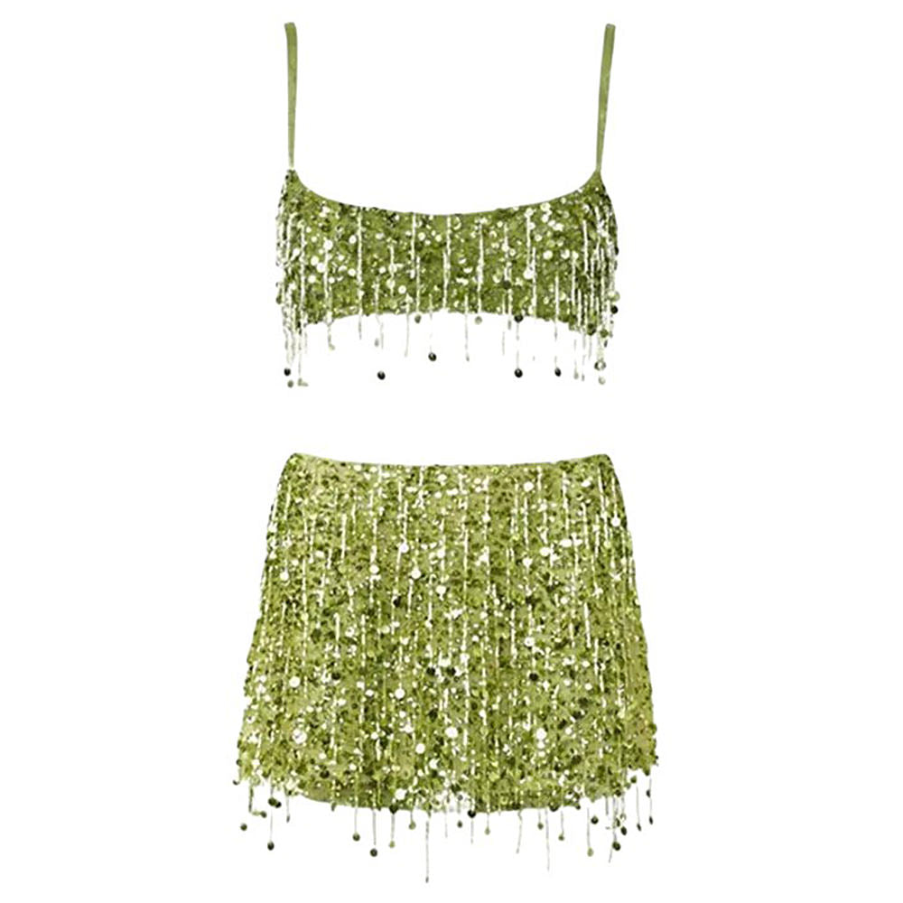 Y2K Sequin Bra Top + Mini Skirt Co-Ord