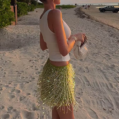 Y2K Sequin Bra Top + Mini Skirt Co-Ord