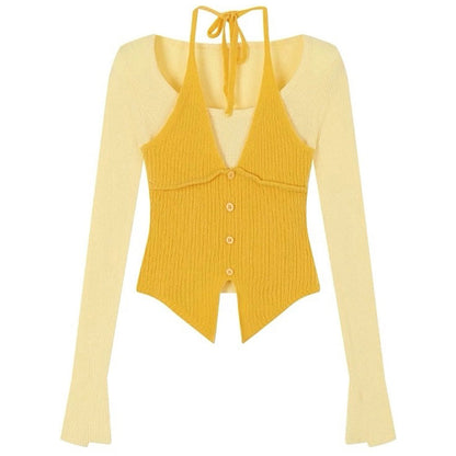 Springtime Layered Halter Knit Top